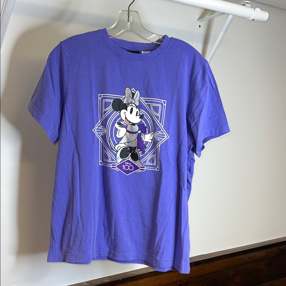 Disney 100 Purple Tee with Holographic Minnie Mouse Graphic- Small